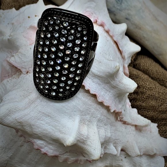 COSTUME RING_BLACK&GLASS - Picture 4 of 8